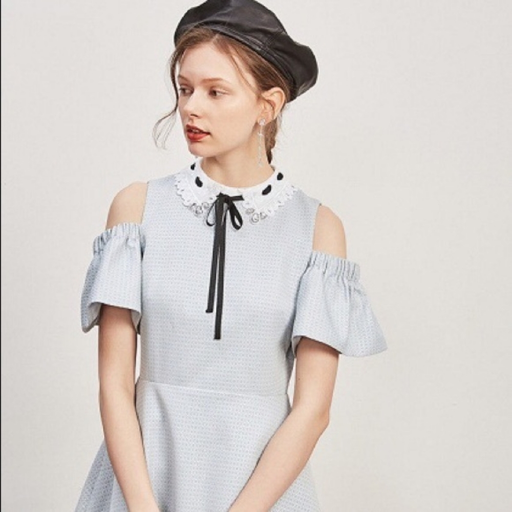 Ted Baker Araye Cold-Shoulder Jacquard Skater Dress